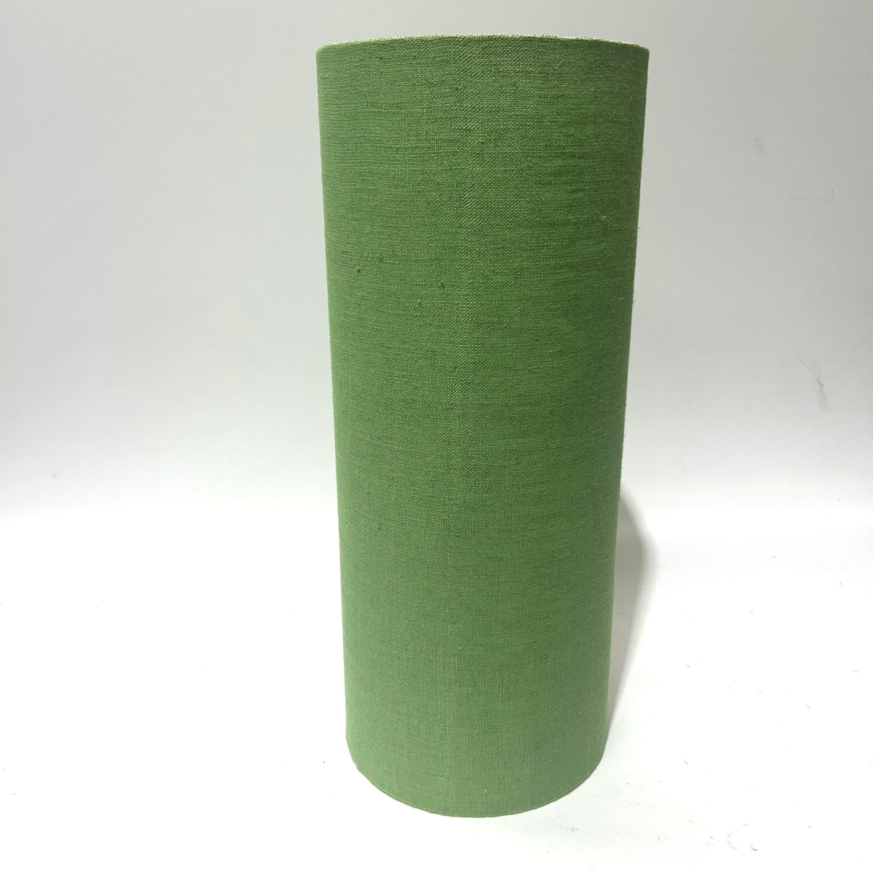 LAMPSHADE, Tall Cylinder Green Fabric 23cmD x 56cmH